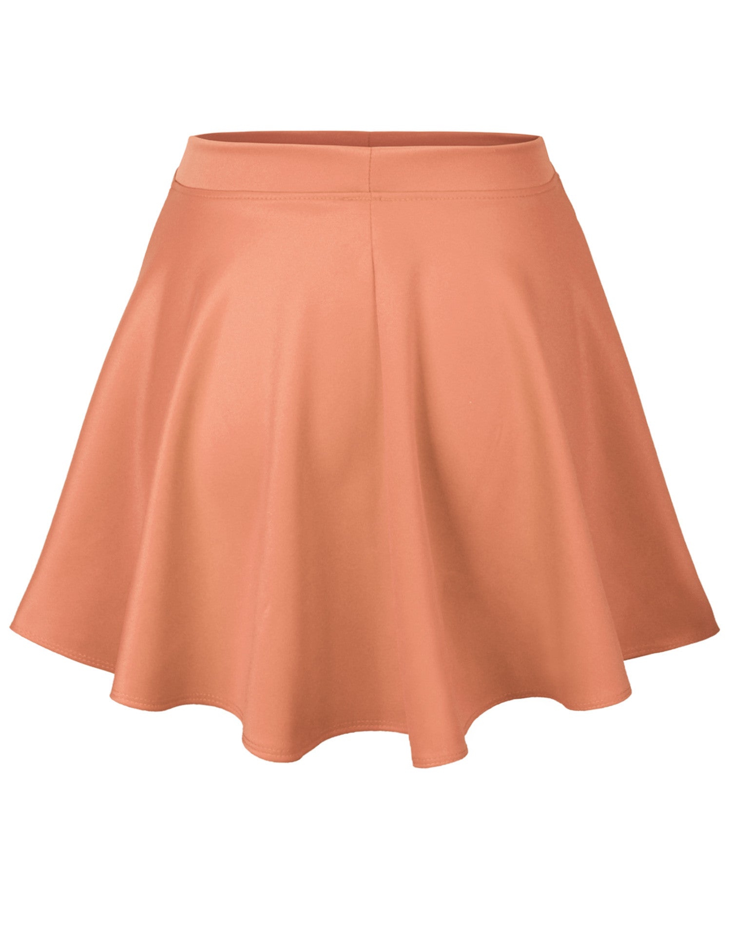 Basic Solid Versatile Stretchy Flared Casual Mini Skater Skirt - KOGMO