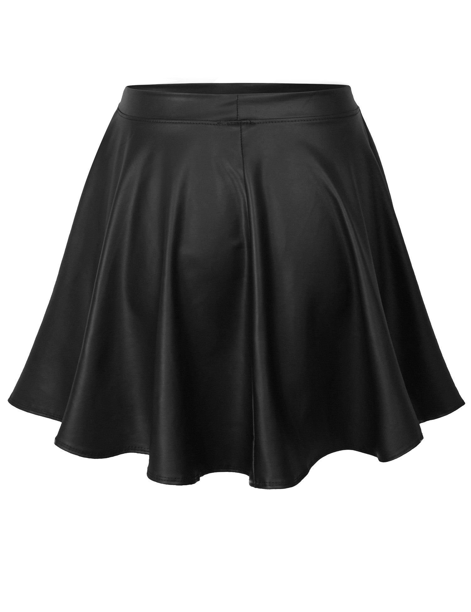 Basic Solid Versatile Stretchy Flared Casual Mini Skater Skirt - KOGMO