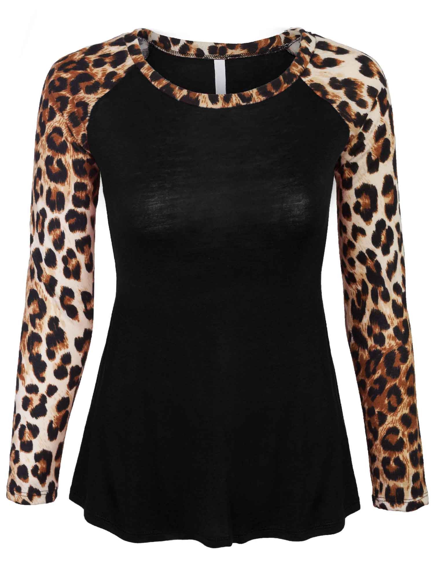 raglan shirt with leopard sleeves