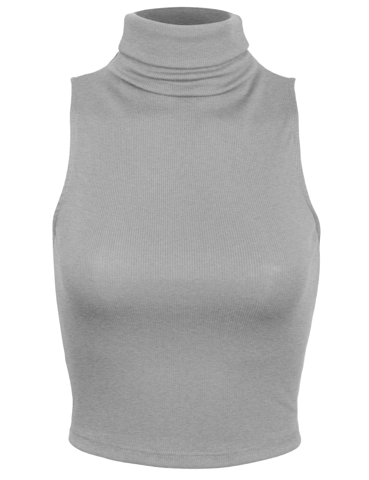 Women S Sleeveless Ribbed Turtleneck Crop Top Knit Made In Usa Kogmo