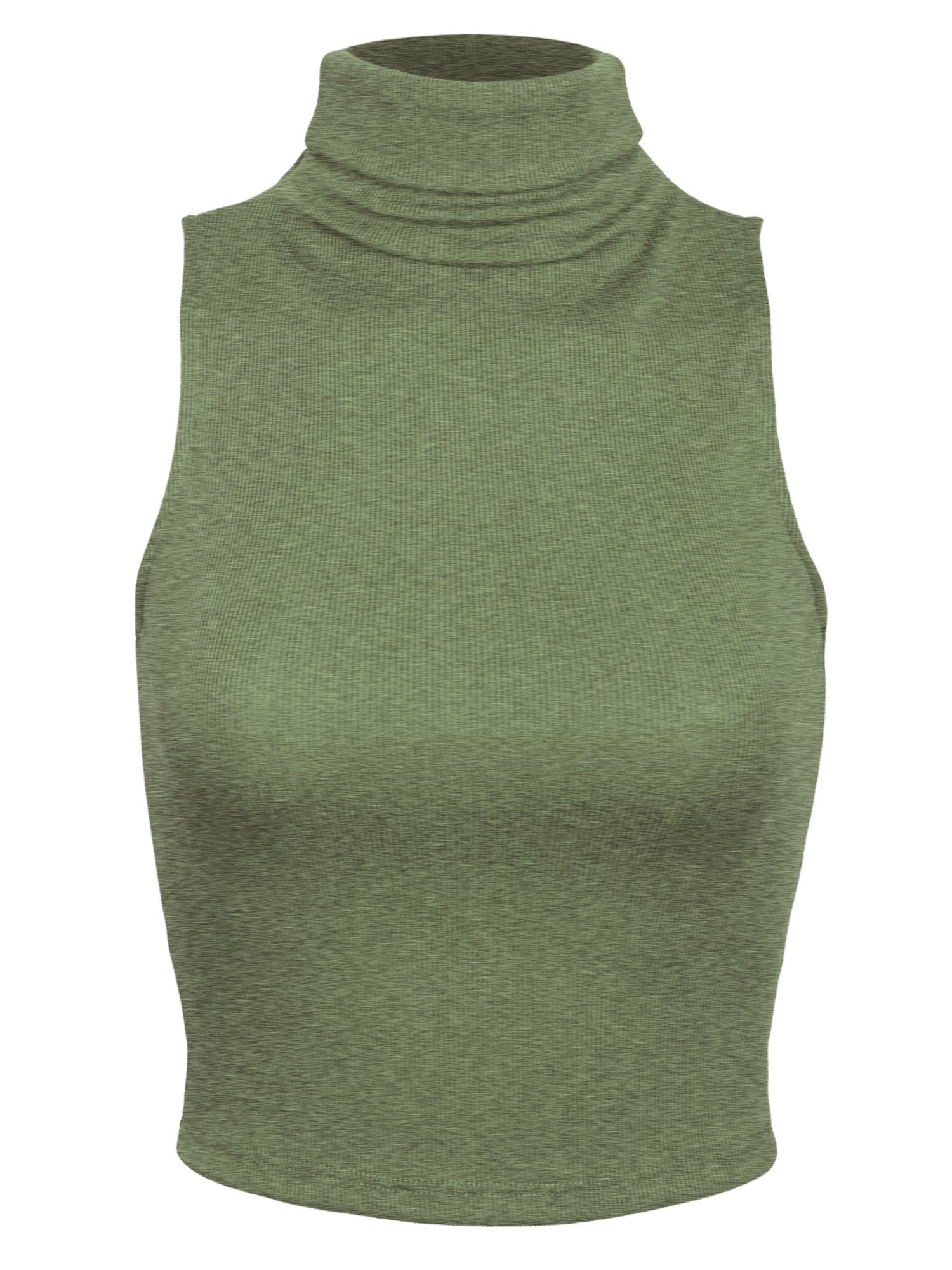 Women's Sleeveless Ribbed Turtleneck Crop Top Knit Made In USA - KOGMO