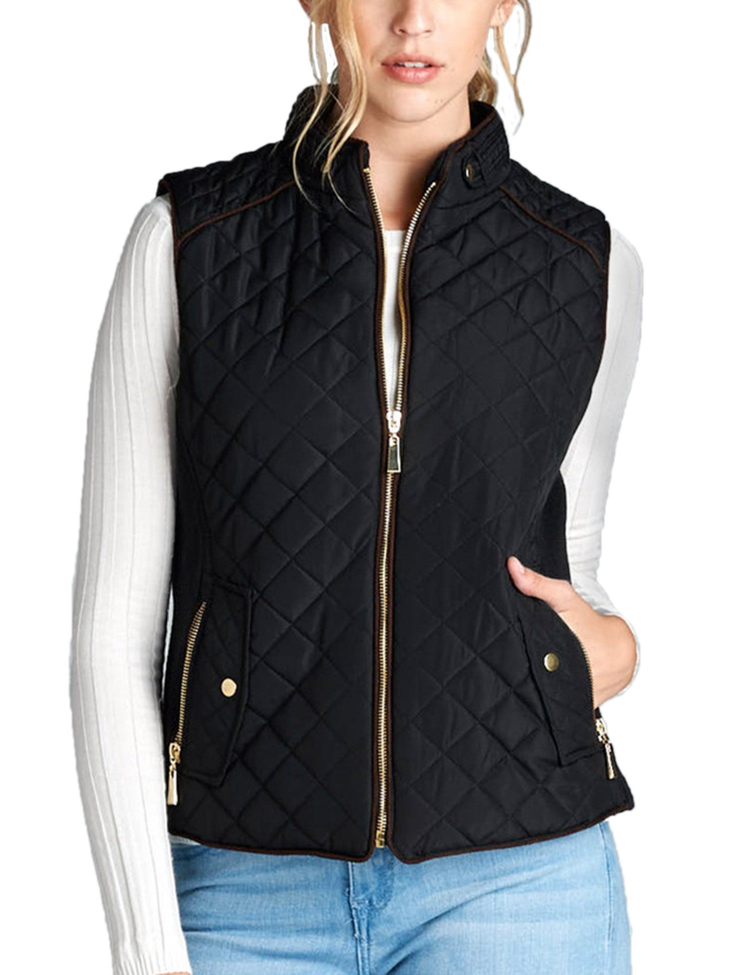 Womens Quilted Vest Fully Lined Lightweight Padded Vest Plus Size (S-3 ...