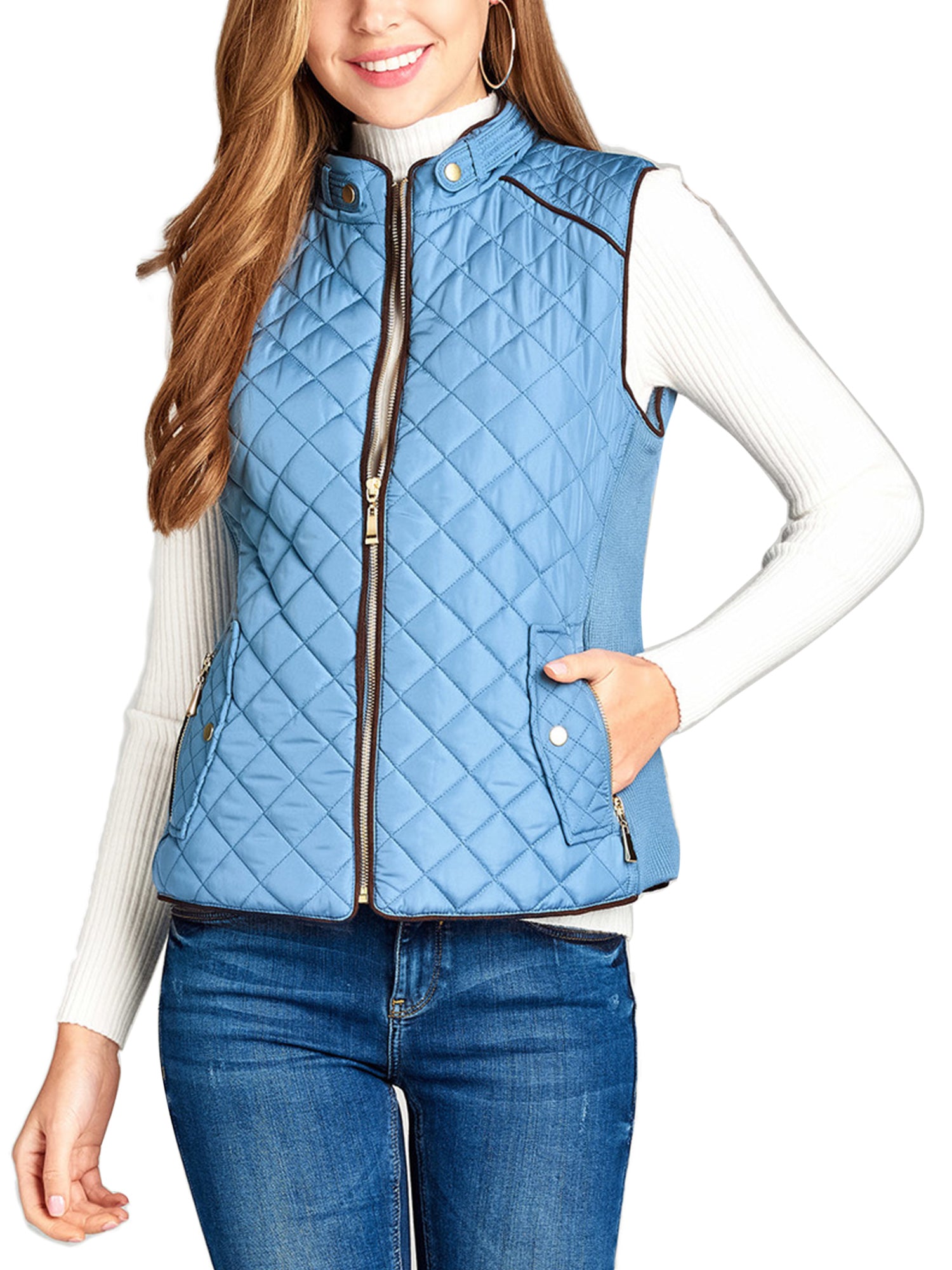 Womens Quilted Vest Fully Lined Lightweight Padded Vest Plus Size (S-3 ...