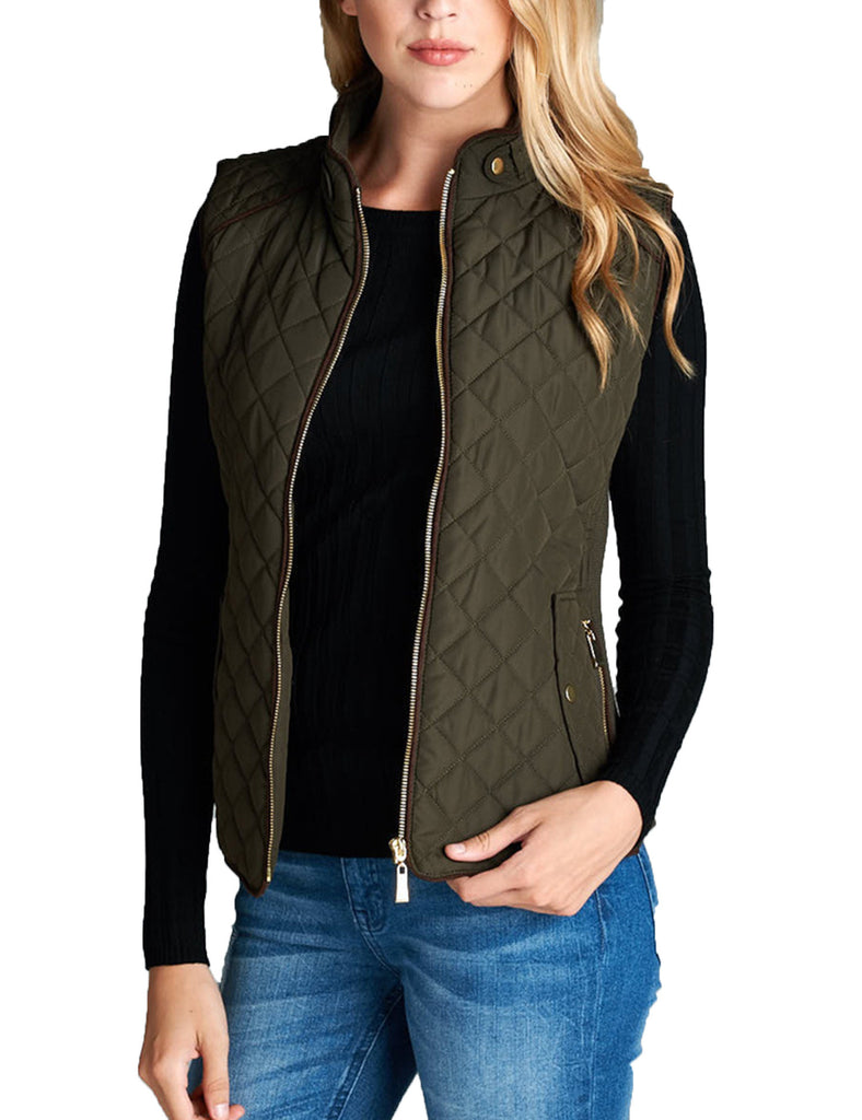 Womens Quilted Vest Fully Lined Lightweight Padded Vest Plus Size (S-3 ...