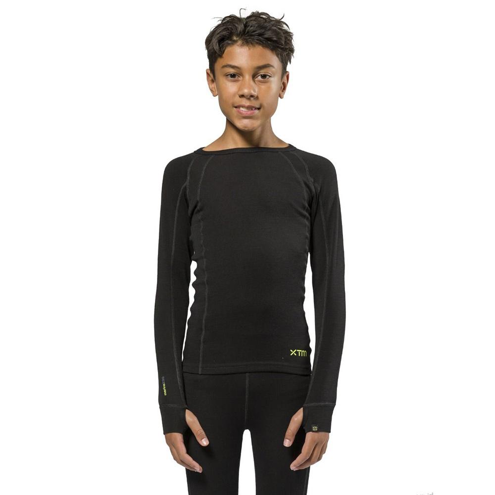 Men's Merino Wool Base Layer Crew Top Black - Xtm Europe