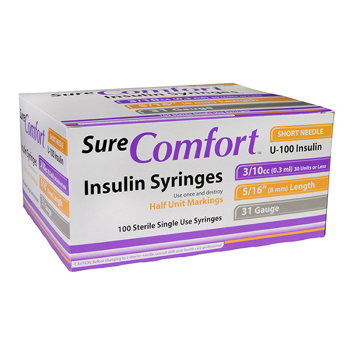 Surecomfort U 100 Insulin Syringes 31 Gauge 3 10cc 5 16 Total Diabetes Supply