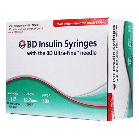 BD Ultra-Fine Insulin Syringe - 1cc 30G 1/2 - Polybag of 10ct