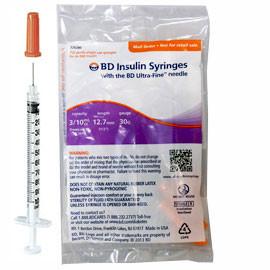 BD Insulin Syringes Ultra Fine Needle -30G 3/10cc 1/2