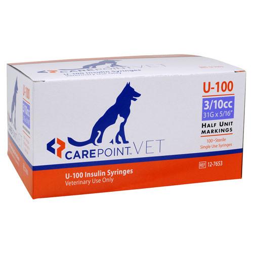Carepoint Vet U 100 Insulin Syringes With Half Unit Markings Total Diabetes Supply
