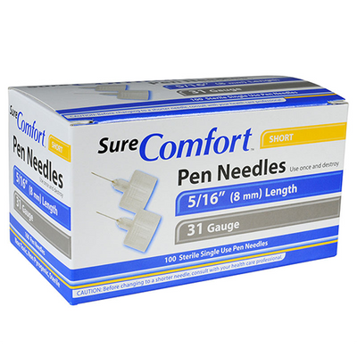 Overt Universal Fit, Tri Beveled Pen Needle - 31G 8mm 100 ct. [ 4 Pack ] By  Curative Diagnostics
