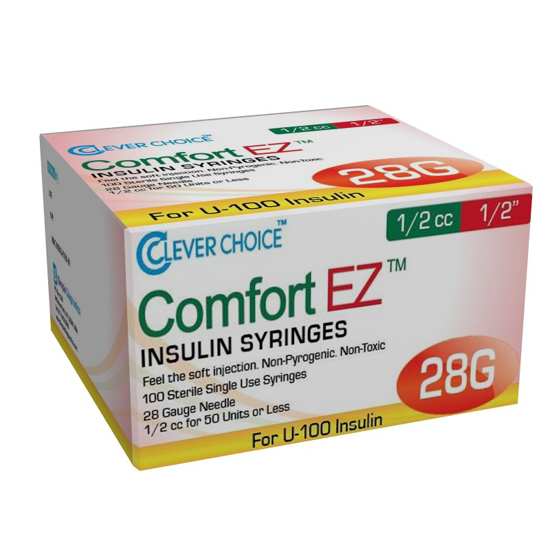 Clever Choice Comfort Ez Insulin Syringes 28g U 100 1 2 Cc 1 2 Totaldiabetessupply Com Total Diabetes Supply