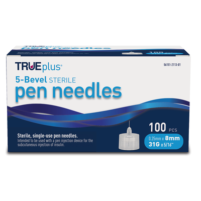 TRUEplus 5-Bevel Pen Needles - 32G x 4mm 5/32 - 100 ct