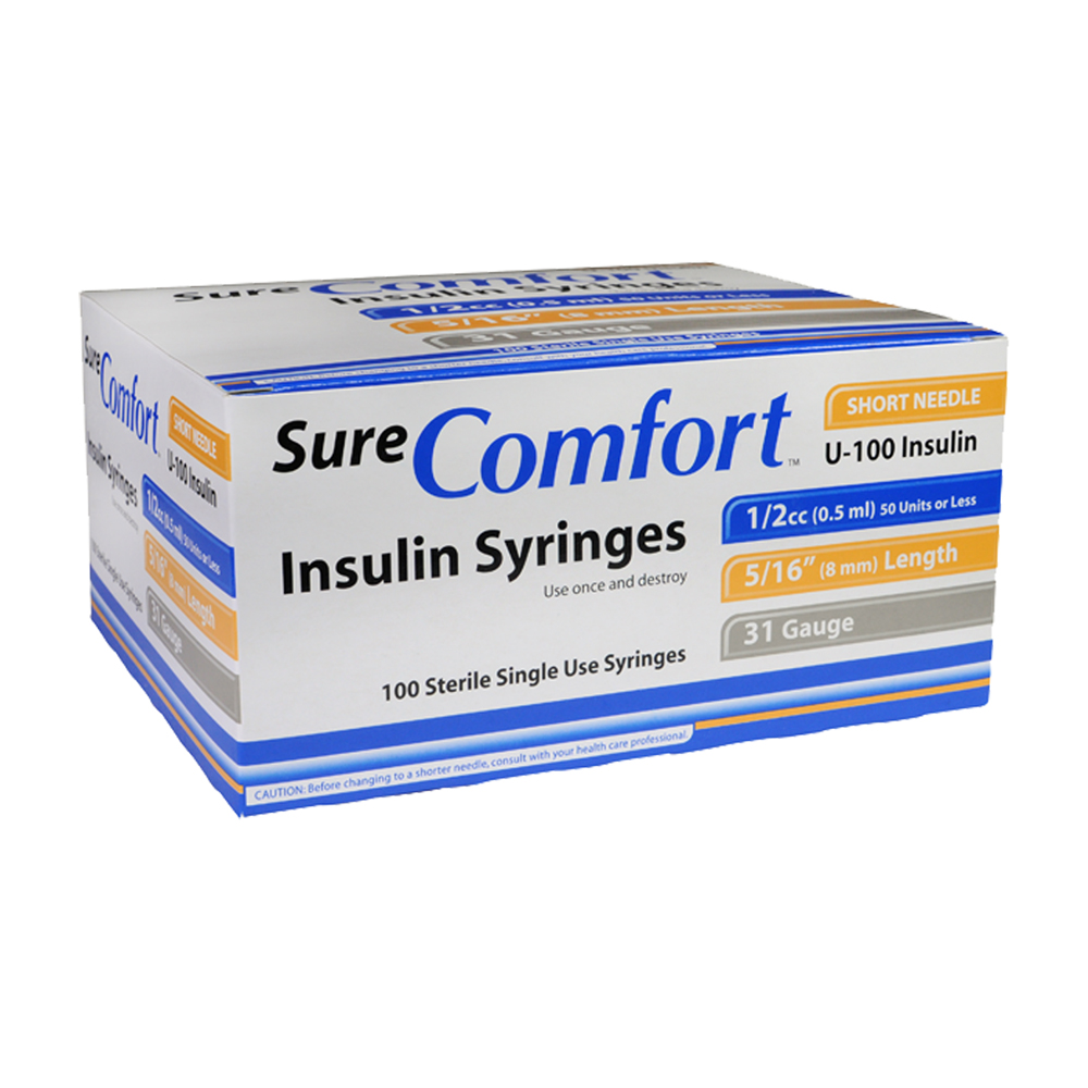 Sure Comfort U 100 Insulin Syringes 1 2cc 31g Short Insulin Needles Total Diabetes Supply