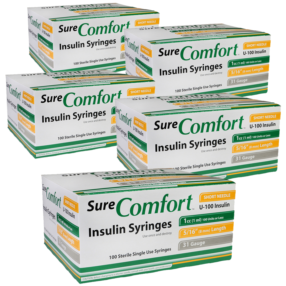 Surecomfort U 100 Insulin Syringes Short Needle 31g 1cc 5 16in 100 Bx Case Of 5 Totaldiabetessupply Com Total Diabetes Supply