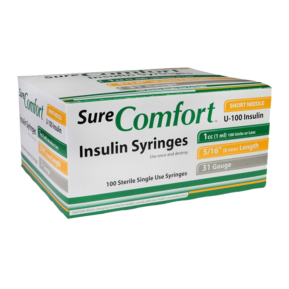Surecomfort U 100 Insulin Syringes Short Needle 31g 1cc 5 16 100 Bx Totaldiabetessupply Com Total Diabetes Supply