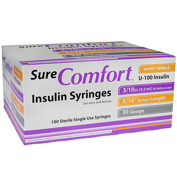 Surecomfort U 100 Insulin Syringes 30g 3 10cc 5 16 100 Bx Totaldiabetessupply Com Total Diabetes Supply