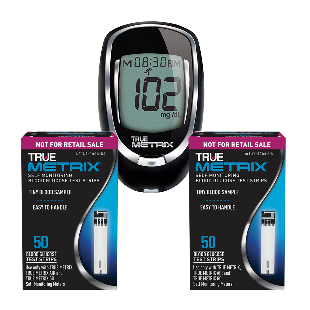 True Metrix Glucose Meter & 100 Blood Test Strips