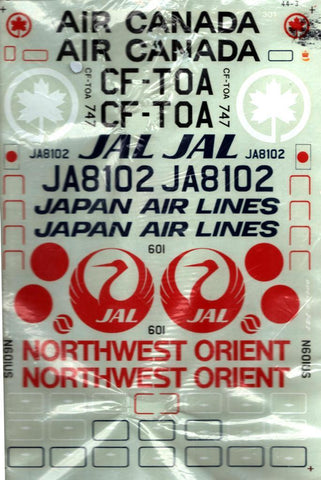Microscale Decals 1 144 Boeing 747 Air Canada Jal Northwest Orient 44 Lots Of Models