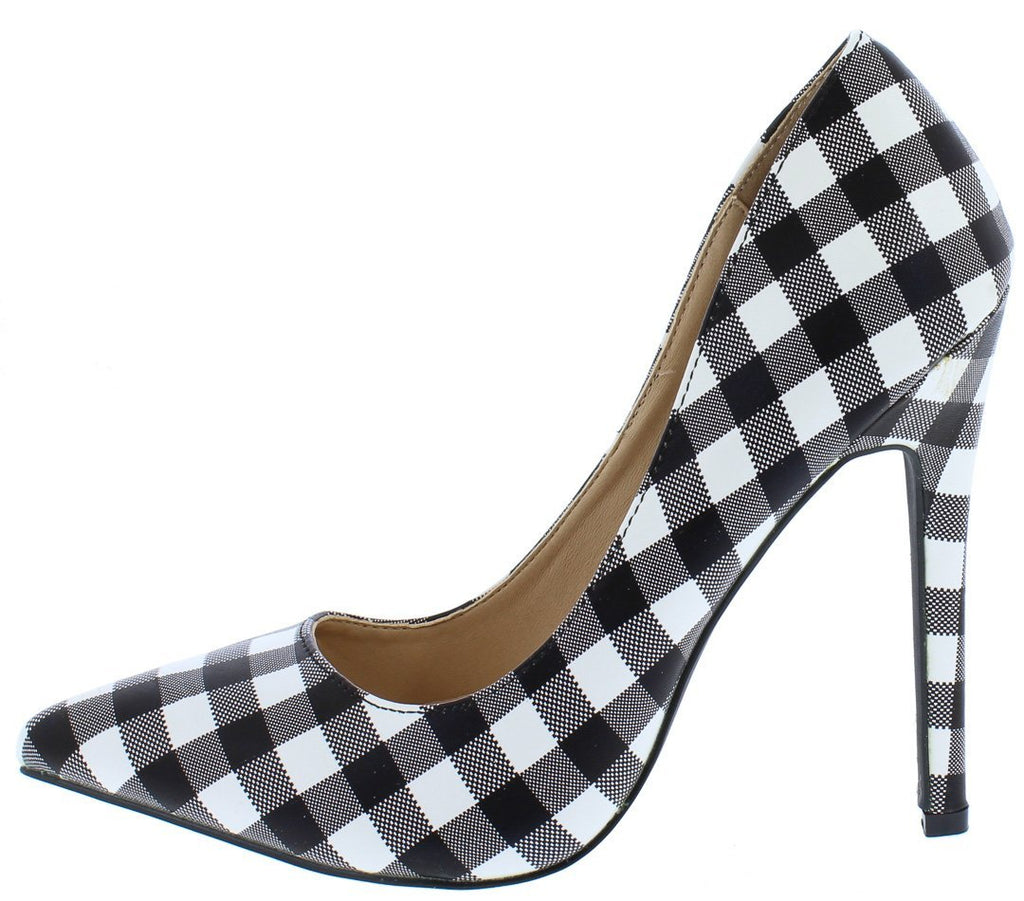 black and white gingham shoes
