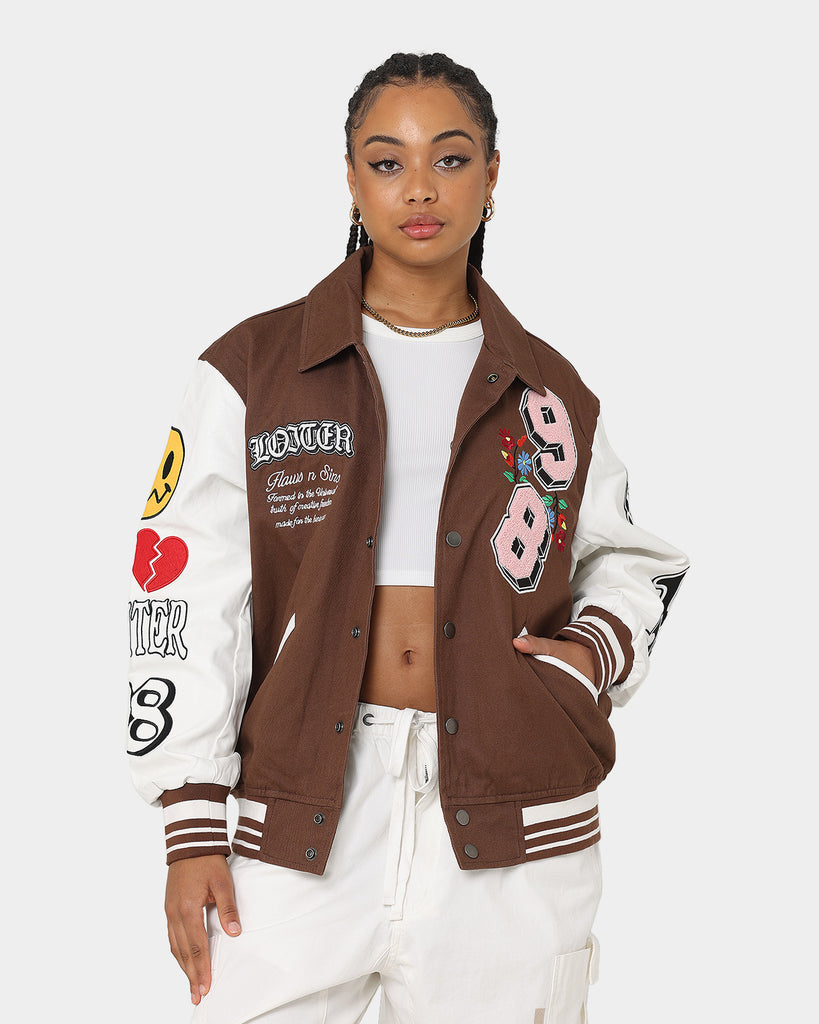 Loiter Flaws Varsity Jacket Brown/Off White | Culture Kings