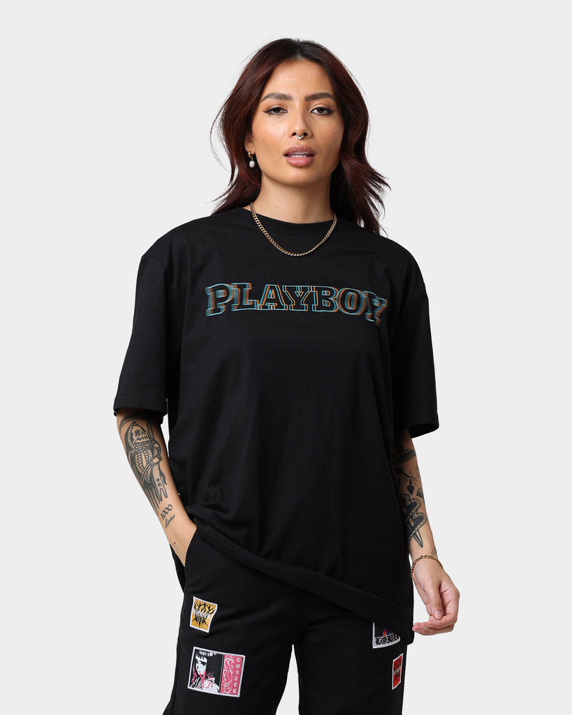 Playboy Floral Bunny Trip Short Sleeve T-Shirt Black | Culture Kings