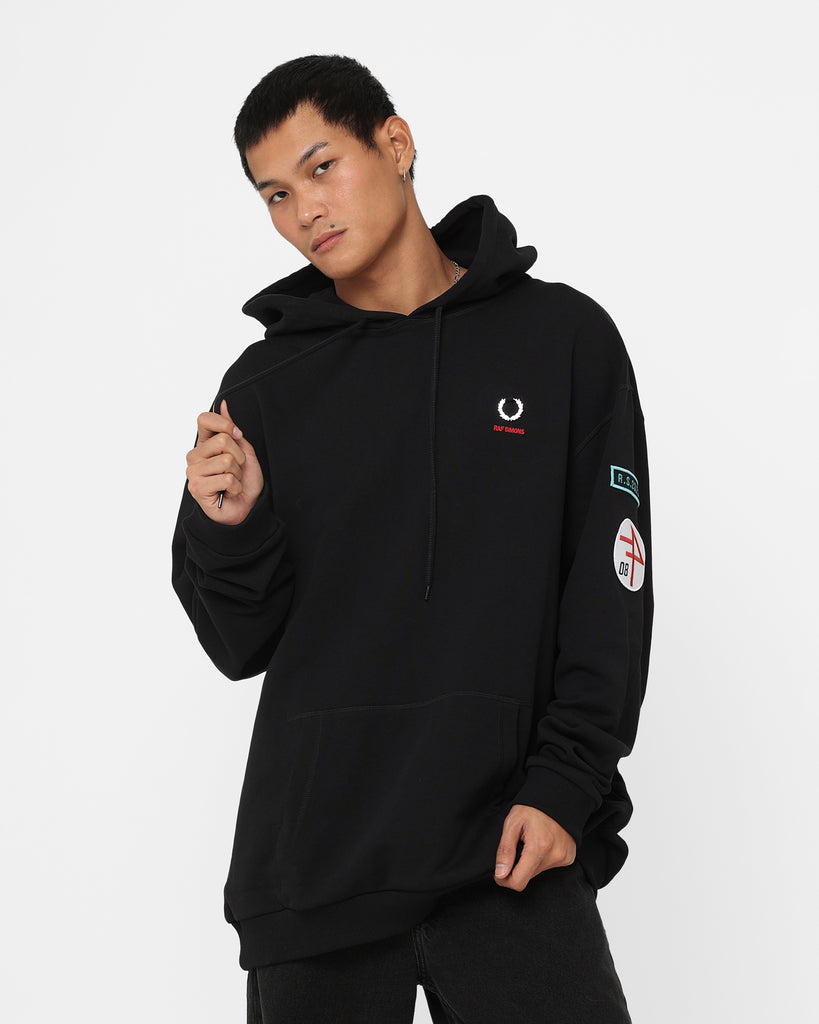 Fred Perry X Raf Simons Patched Overhead Hoodie Black | Culture Kings