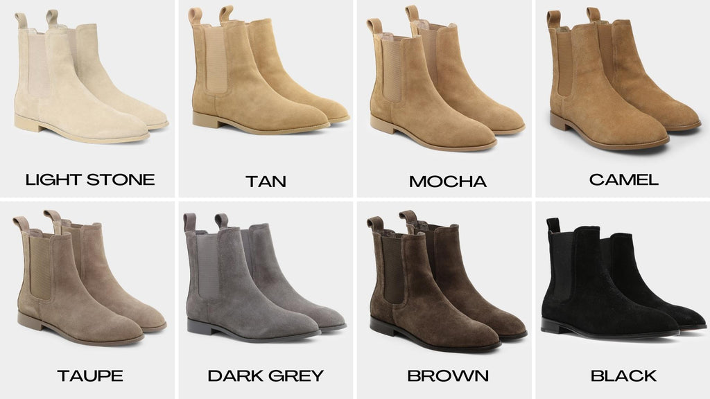 different colours of suede chelsea boots for men
