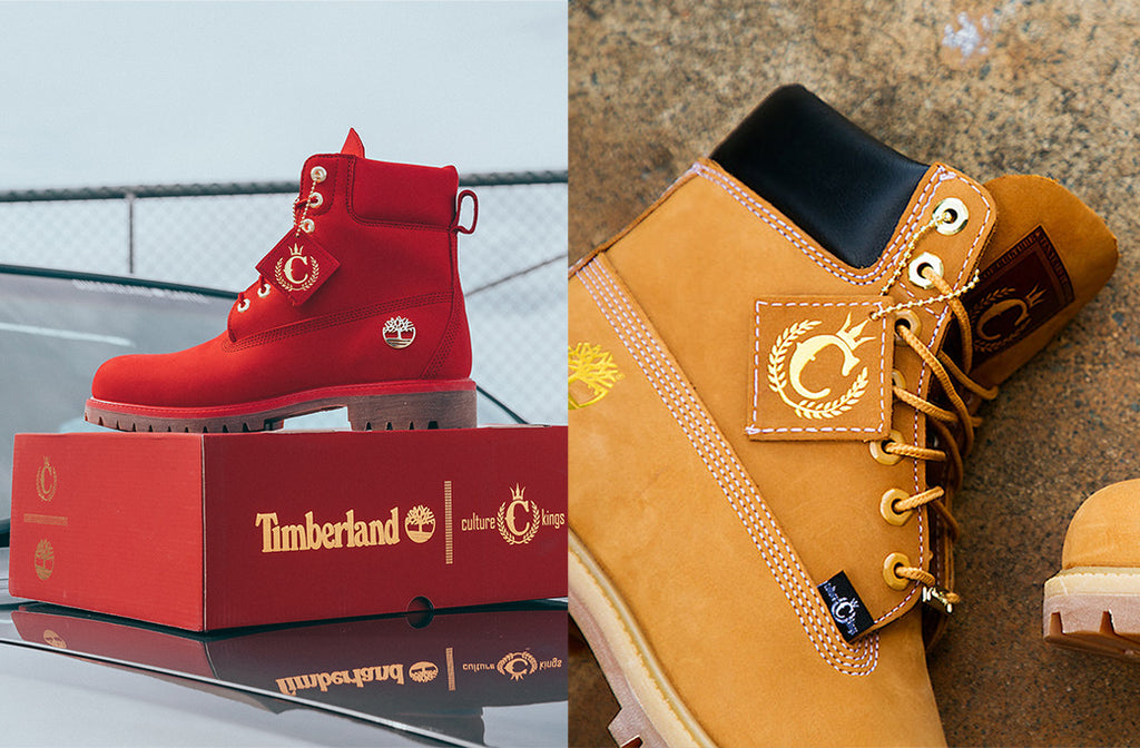Showcasing the previous collaborations Culture Kings has had with Timberland. With the Timberland boots in the red/gold colourway and the Timberland all time classic wheat style