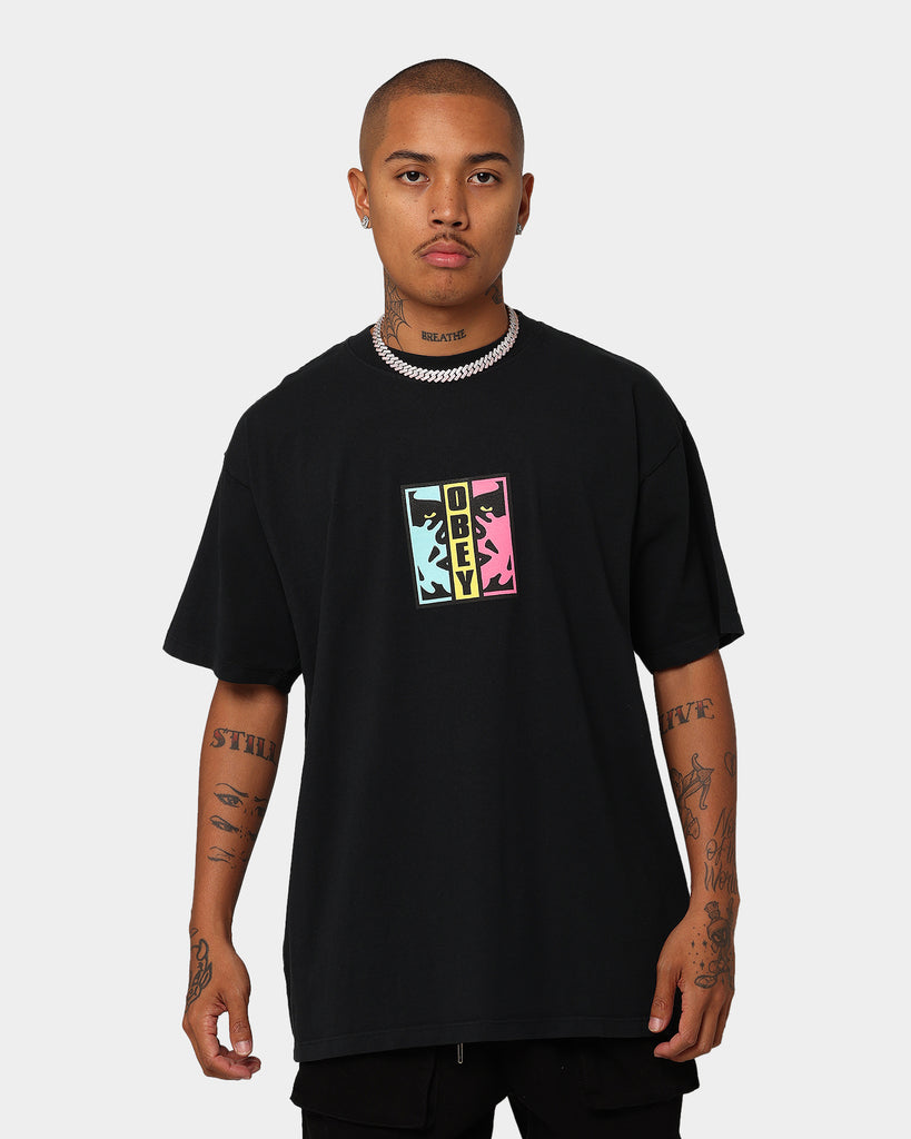 OBEY Divided Heavyweight T-Shirt Off Black | Culture Kings