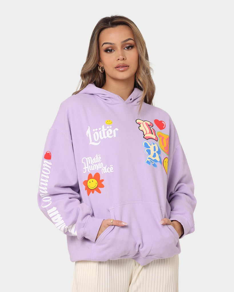 Loiter X Smiley Logo Puff Print Hoodie Lilac | Culture Kings