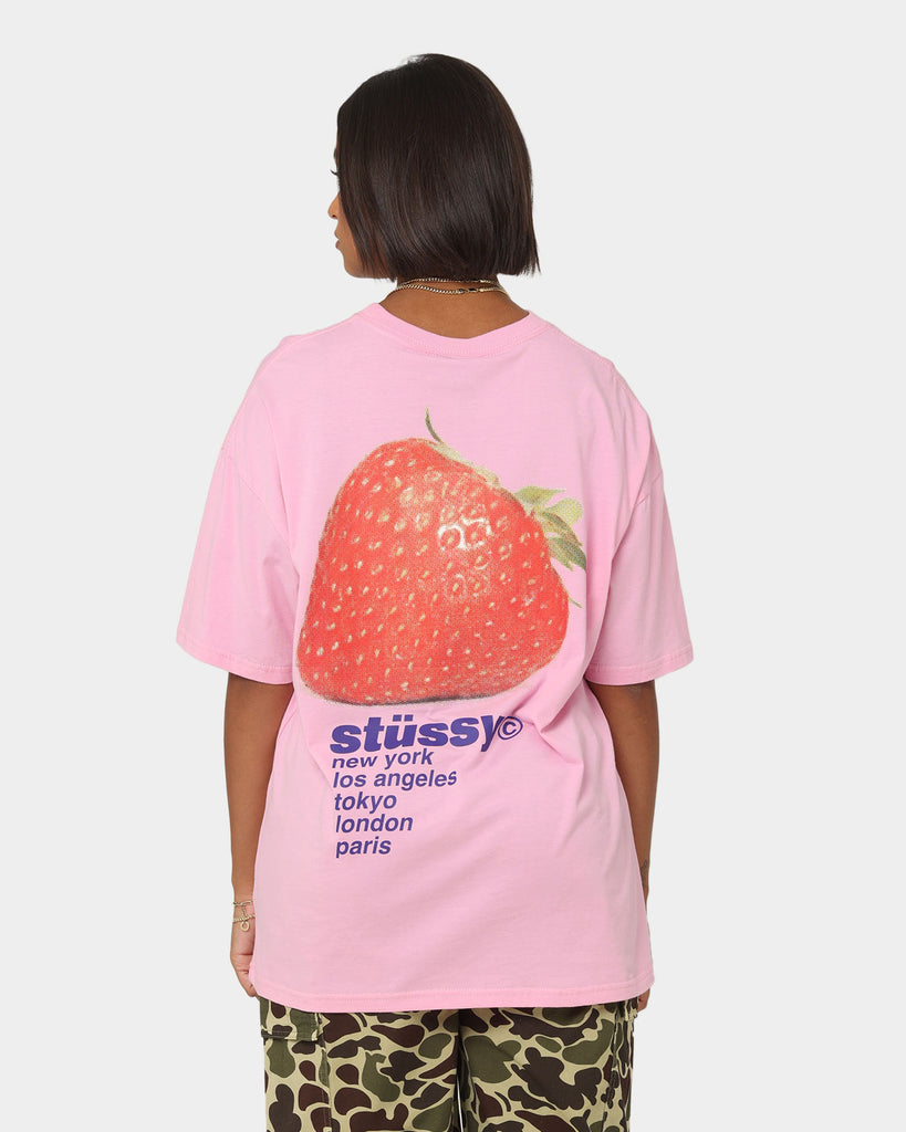 Stussy Women's Strawberry Relaxed T-Shirt Pigment Pink | Culture Kings