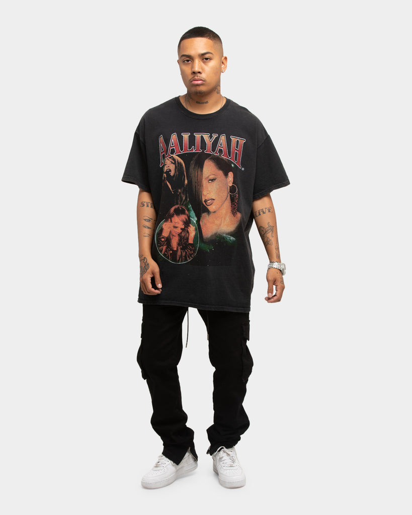 Aaliyah Collage Bootleg Vintage T-Shirt Black Wash | Culture Kings