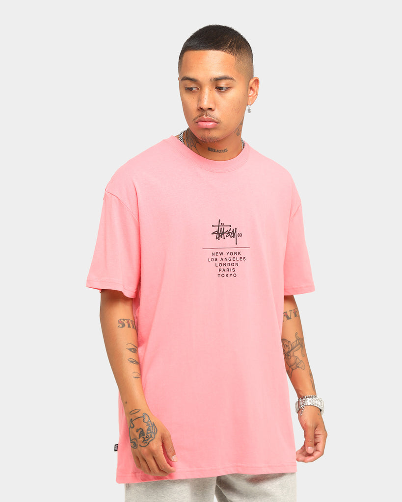 Stussy City Stack Short Sleeve T-Shirt Hot Coral | Culture Kings