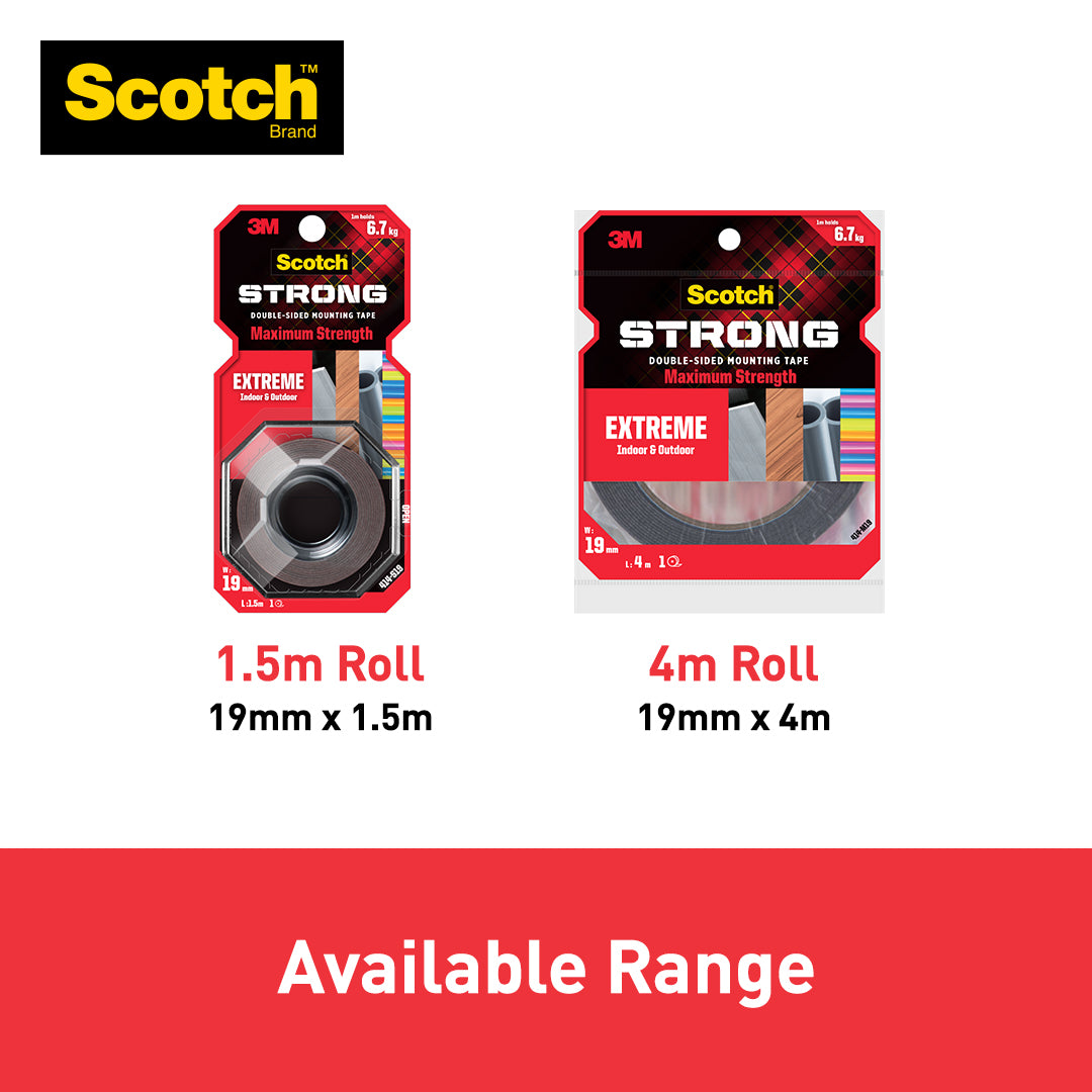 Scotch-Fix Double-Sided Extreme Exterior Mounting Tape, 19mm x 1