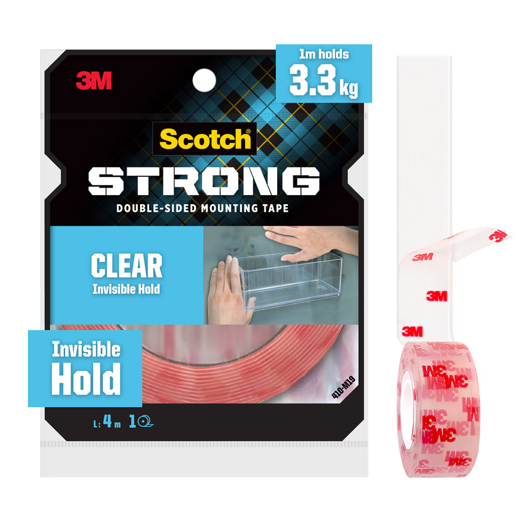 Scotch Clear Double-Sided Mounting Tape 410S-ESF, 1 in x 60 in (2.54 cm x  1.52 m) 76272 - Strobels Supply