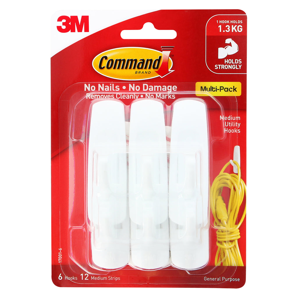 3M Command 17065VPES Medium Wire Hooks Holds Up To 1KG