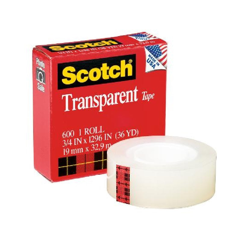 3M Scotch Double-Stick Double-Sided Tape in Dispenser, Long-Lasting, Clear,  12-mm x 6.3-m