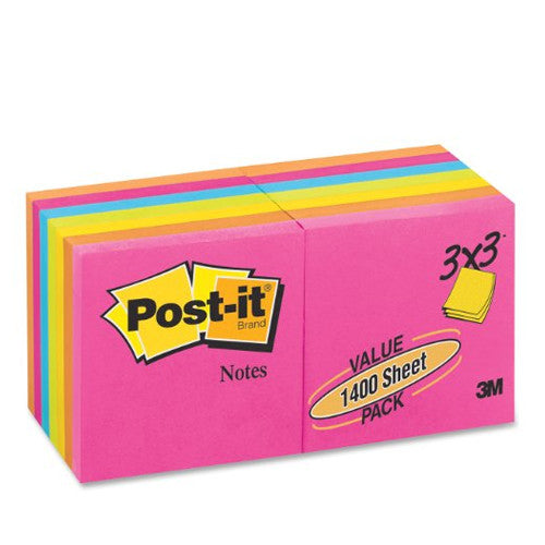 3M 654-14AN Post-It® Cape Town Collection 3 x 3 100 Sheet Sticky Note Pad  - 14/Pack