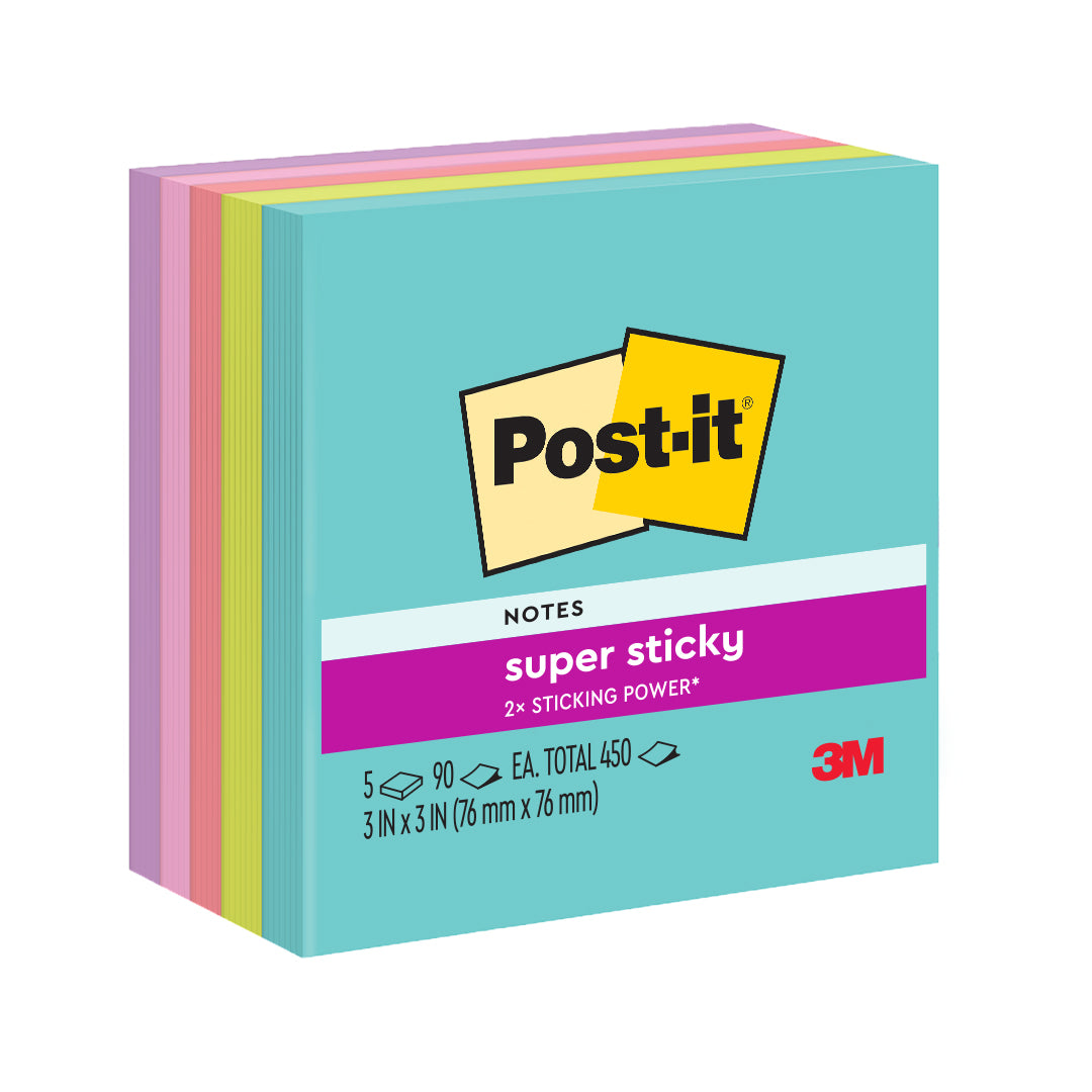 654SSFA:Post-it Super Sticky notes, 90 feuilles, ft 76 x 76 mm, paquet de 6  blocs, fuchsia (power pink)