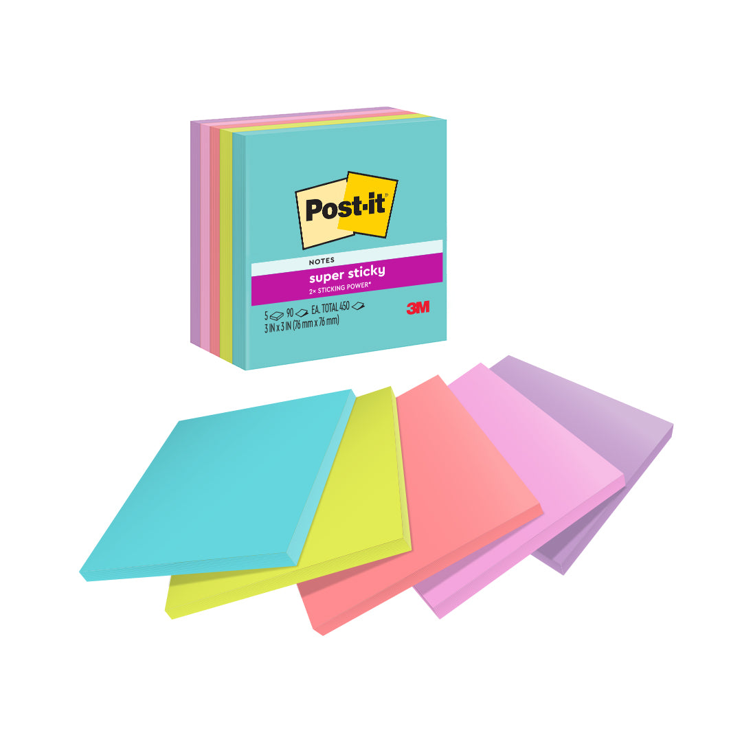 Post-It Notes SS 654 76X76 90 Sheet Assorted Colours