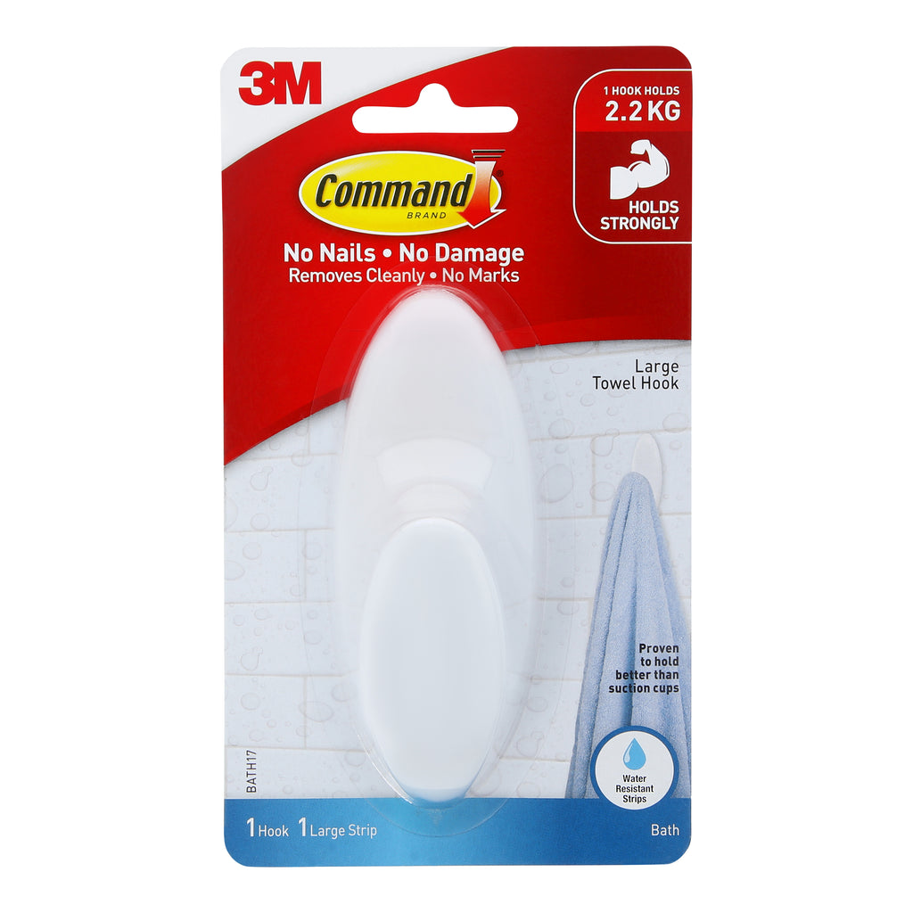 Command Bath Large Water-Resistant Adhesive Refill Strips, 4-Large Strips,  Re-Hang Large Bath Hooks or Caddies