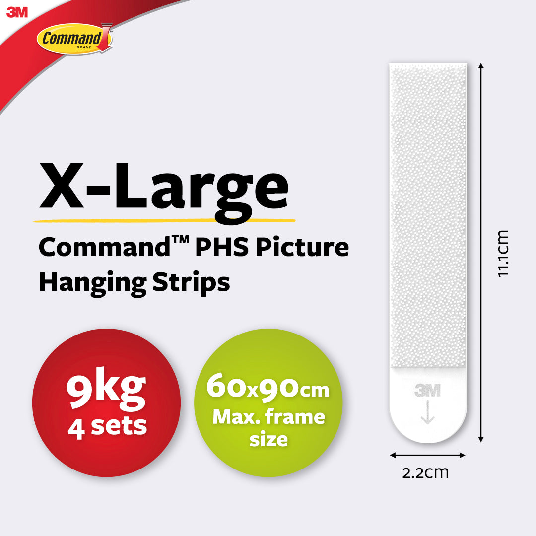 Command X-Large Picture Hanging Strips, Black, 16/Pack (17217BLK