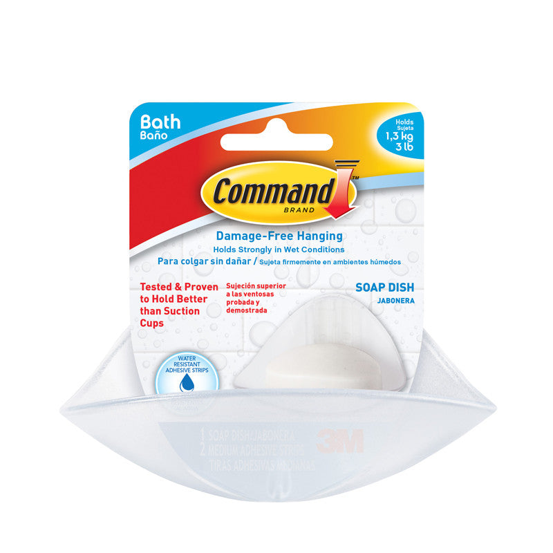 Command Shower Caddy Hanger Frosted Adhesive Bath Hook(7.5-lb