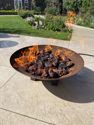 fire pit with lava rocks