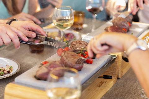 cooking steak on a hot stone, great dinner party idea