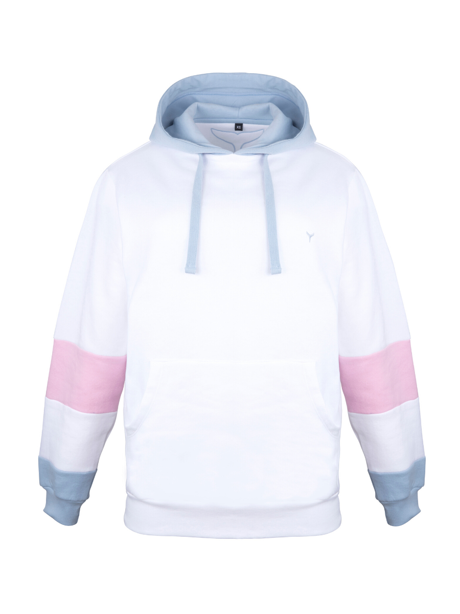 blue and white hoodie
