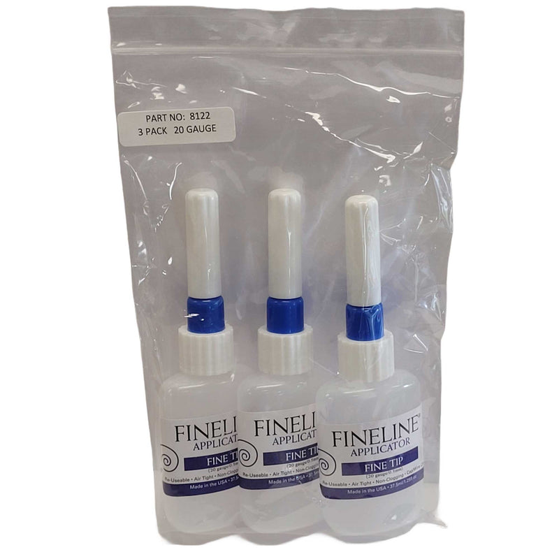 Fineline Precision Applicators - 18 Gauge Tip, Pkg of 2 Refillable Bottles  w/tips, 1.25 oz