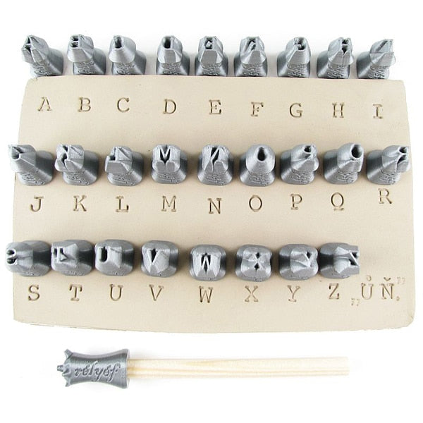 Relyef RR018 Courier Lowercase Alphabet Stamp Set, 10 mm – Sounding Stone