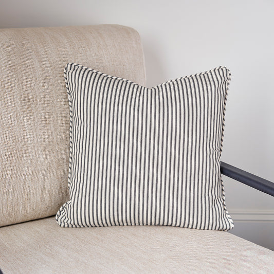 Gray Ticking Stripe Throw Pillow Cover 18x18