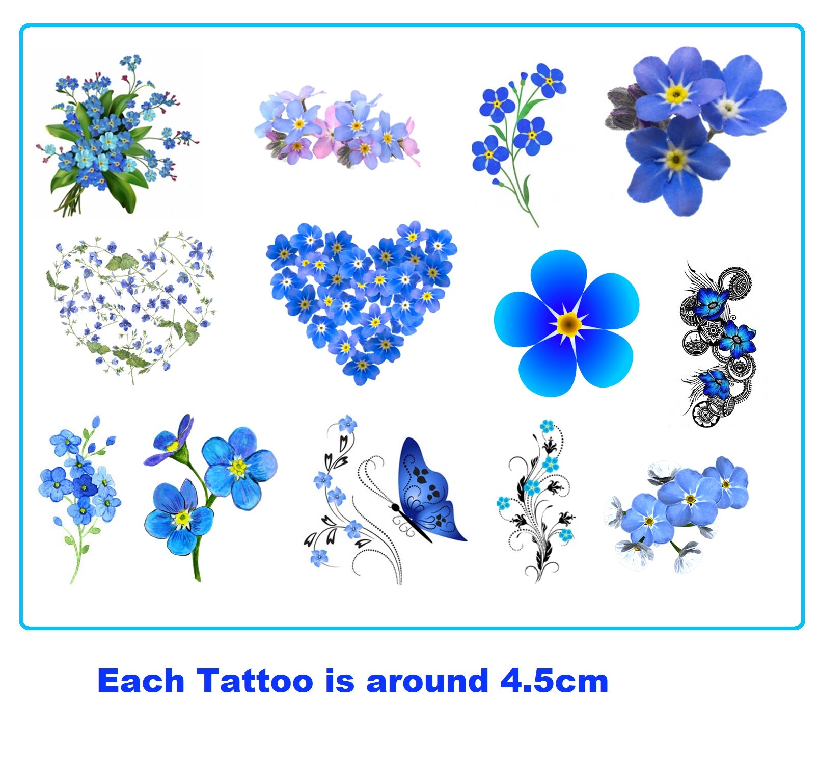 Watercolor Style Floral Temporary Tattoos